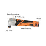 PrimeCables Cab CMT217 Hand Tools Lithium Ion 12 Volt Cordless 20 000 OPM Variable Speed Oscillating Multi Tool Kit PrimeCabl