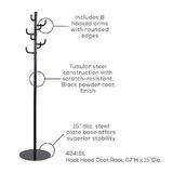 SAFCO 4241BL Coat Racks Umbrella Stands SAFCO Hook Head Coat Rack with 8 Hooked Arms Black