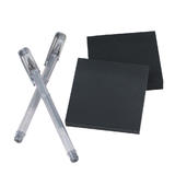 654BL 2P Ballpoint Pens Gel Pens Black Sticky Notes with 2 Silver Gel Pens for Messaging and Flagging