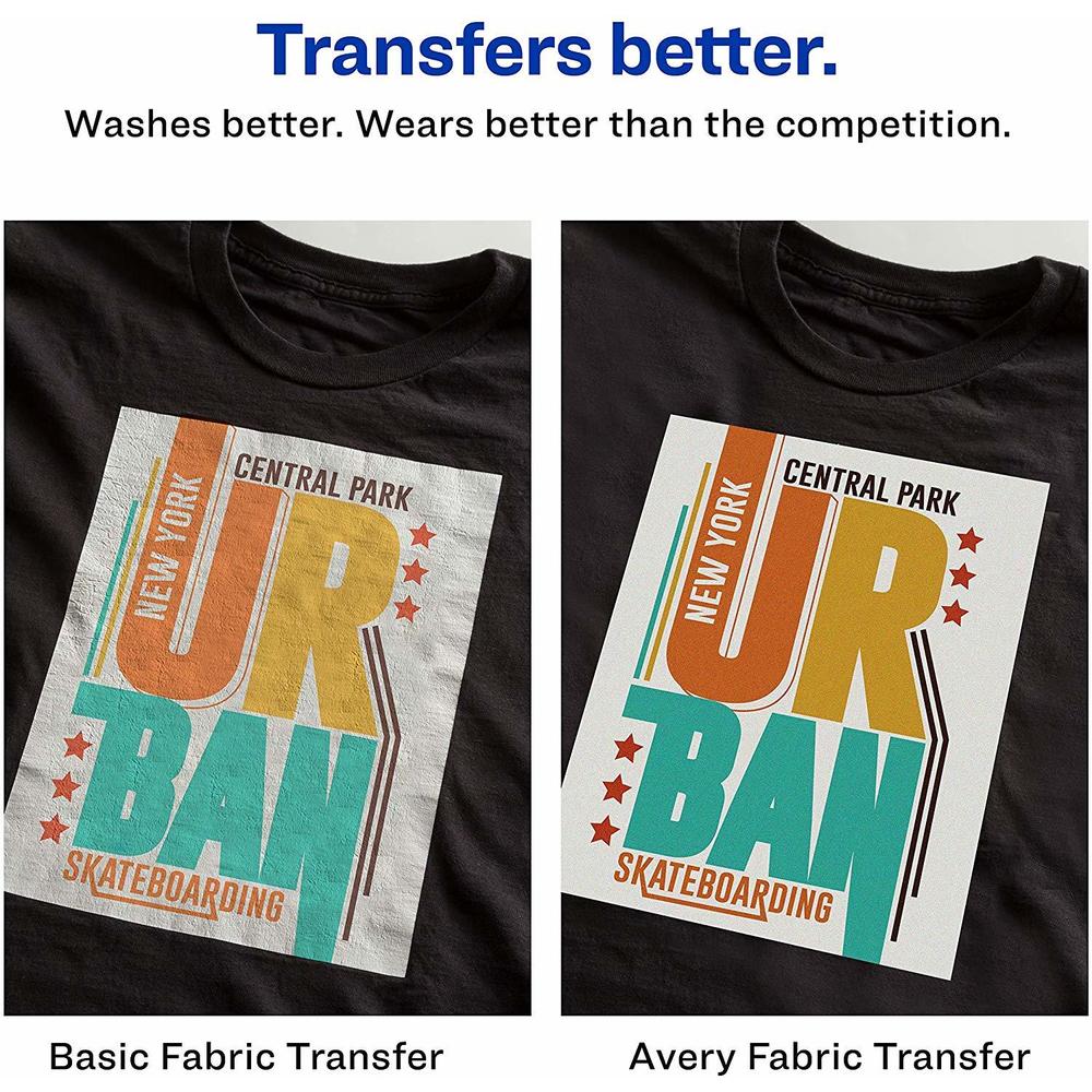 Avery Dark TShirt Transfers, Use on Dark Fabrics, Inkjet Printers, 5