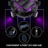Enhance ENPCGHH100BKEW Laptops Accessories ENHANCE Gaming Headset Stand Headphone Holder 4 Port USB Hub 7 LED Modes