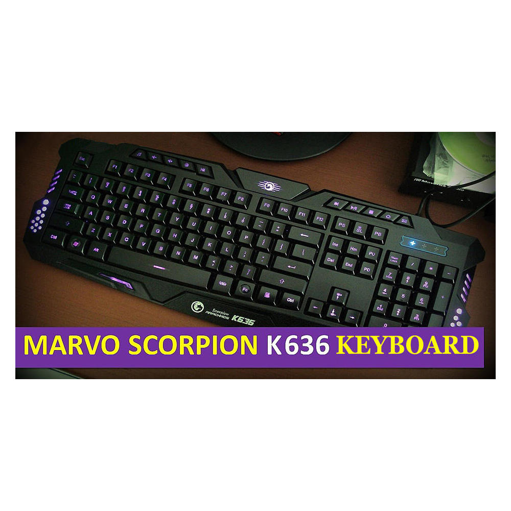 Marvo Scorpion® K636 Wired 3-Color Backlight Membrane Gaming Keyboard