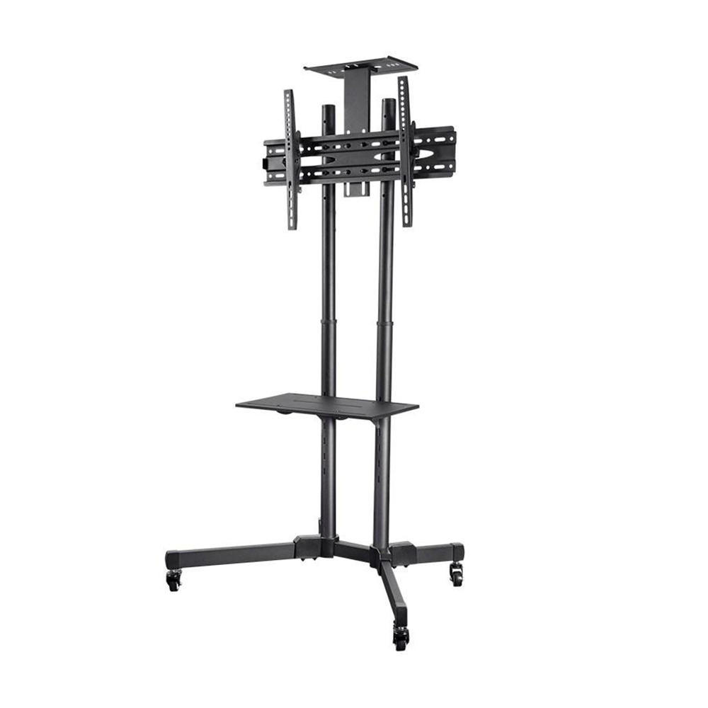 Universal Black Mobile TV Cart with Wheels PrimeCables