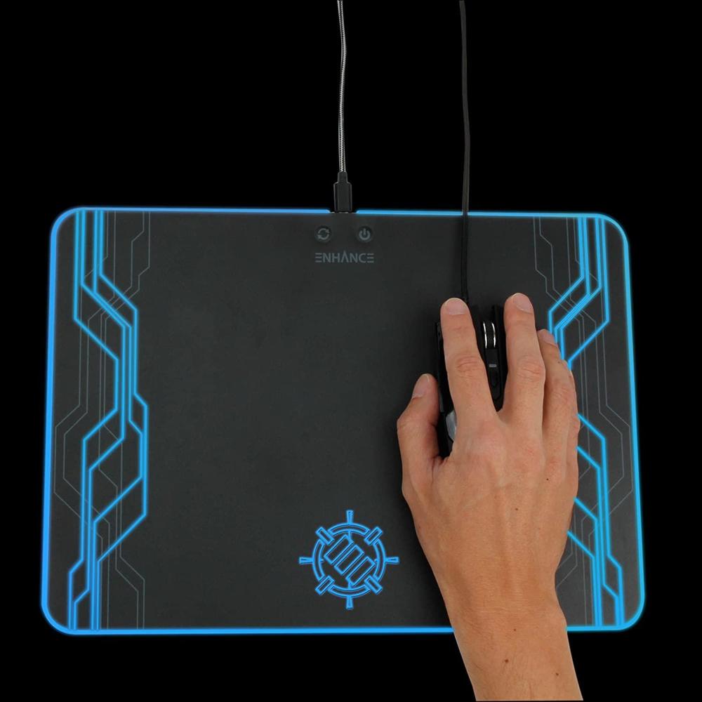 ENHANCE LED Gaming Mouse Pad Hard Large Surface 7 RGB Light Up Modes