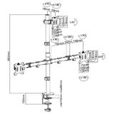 PrimeCables Cab LDT12 C036 Monitor Desk Mounts Full motion Triple Monitor Desk Mount for 13 32 Monitors PrimeCables