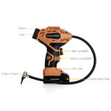 PrimeCables Cab CAP110 Hand Tools Portable Air Compressor Pump Cordless Tire Inflator with Digital Display LED Light PrimeCab