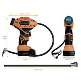 PrimeCables Cab CAP110 Hand Tools Portable Air Compressor Pump Cordless Tire Inflator with Digital Display LED Light PrimeCab