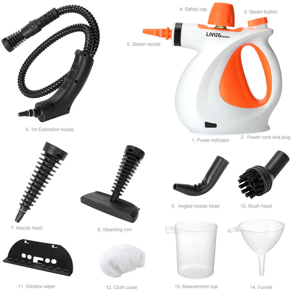 Handheld Steam Cleaner Portable Corded With 9 Accessories CleanWise™
