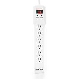 PrimeCables CAB LTS 03 Surge Protector Power Strip 6 Outlet Surge Protector Power Strip with 2 USB Ports 2m 6 56ft PrimeCable