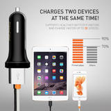 PrimeCables Cab gift0609 AC Power Adapters Birthday gift 4 8A Dual Ports USB Rapid Car Charger with Cable Ties Organizers and
