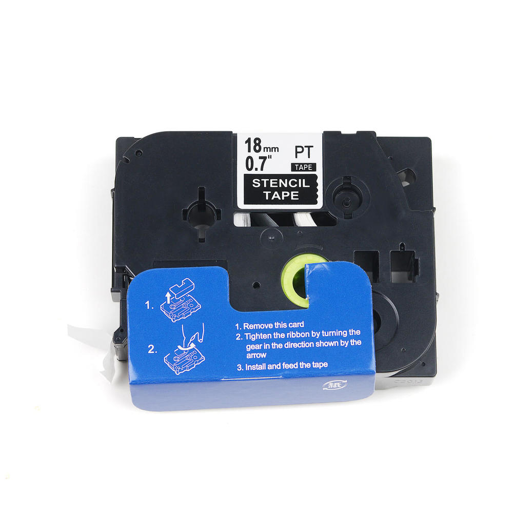 Brother STE141 PTouch Stencil Tape, 18mm (0.7") x 3m (9.8'), Black On