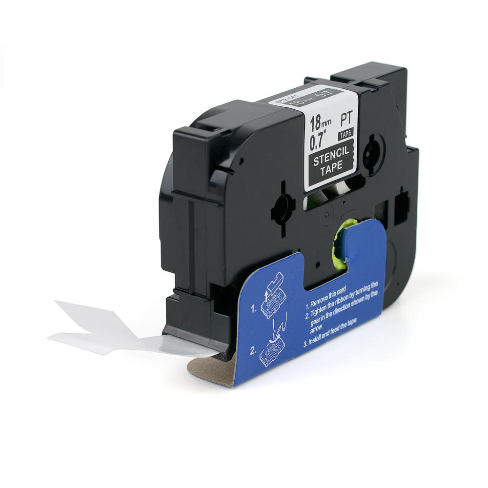 Brother STE141 PTouch Stencil Tape, 18mm (0.7") x 3m (9.8'), Black On