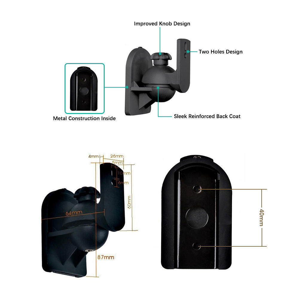 Adjustable Satellite Speaker Wall Mount (Max 7.7 lbs/3.5kgs), Set of 2