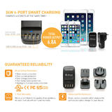 PrimeCables Cab LS 4U AC Power Adapters 4 Port Smart Charging 34W 6 8A USB Wall Charger with International Travel Plugs Prime