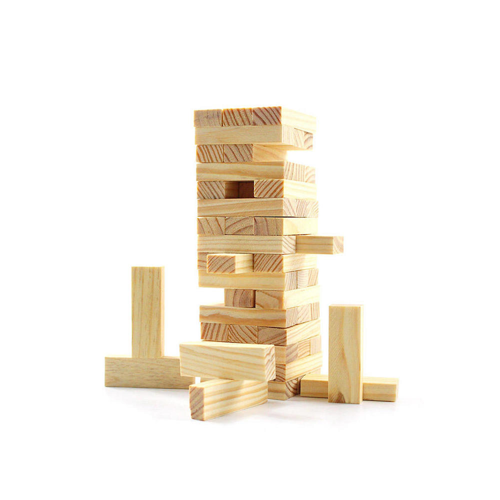 Tumbling Wood Block Tower for Wood Block Stacking Game, 48 Pieces