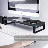 Other Brands ZG6033 Computer Stands Aluminum Monitor Stand with Wireless Charging Pad 4 USB 3 0 Ports Black