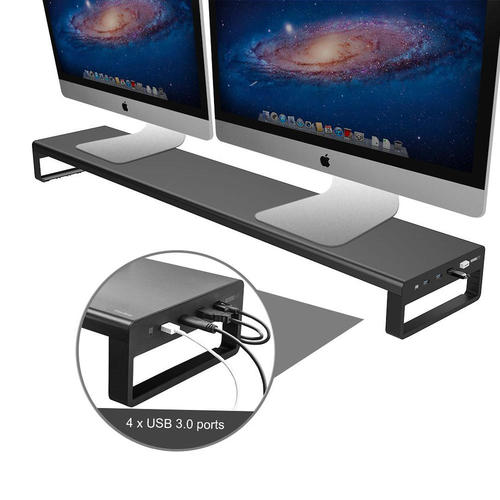 Aluminum Dual Monitor Stand with 8 USB 3.0 Ports