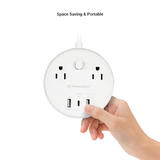 PrimeCables Cab PD57U 3UTNA Surge Protector Power Strip 2 Outlet Surge Protector Power Strip Pad with 1 USB C 2 USB A Ports 1