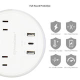 PrimeCables Cab PD57U 3UTNA Surge Protector Power Strip 2 Outlet Surge Protector Power Strip Pad with 1 USB C 2 USB A Ports 1