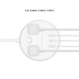 PrimeCables Cab PD57U 3UTNA Surge Protector Power Strip 2 Outlet Surge Protector Power Strip Pad with 1 USB C 2 USB A Ports 1