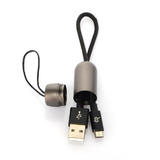 PrimeCables Cab PC 07963 USB 2 0 Nylon Braided USB A to Micro USB Charge Sync Key Pendant Cable Black 0 82ft PrimeCables