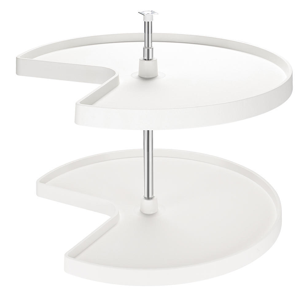 28 Inch Kidney Shape Revolving Corner Shelf Lazy Susan, White