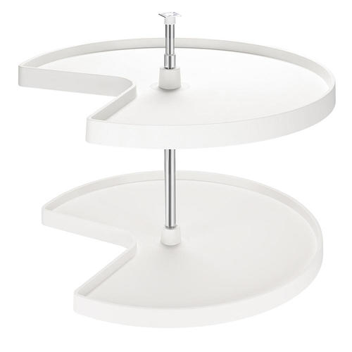 28 Inch Kidney Shape Revolving Corner Shelf Lazy Susan, White