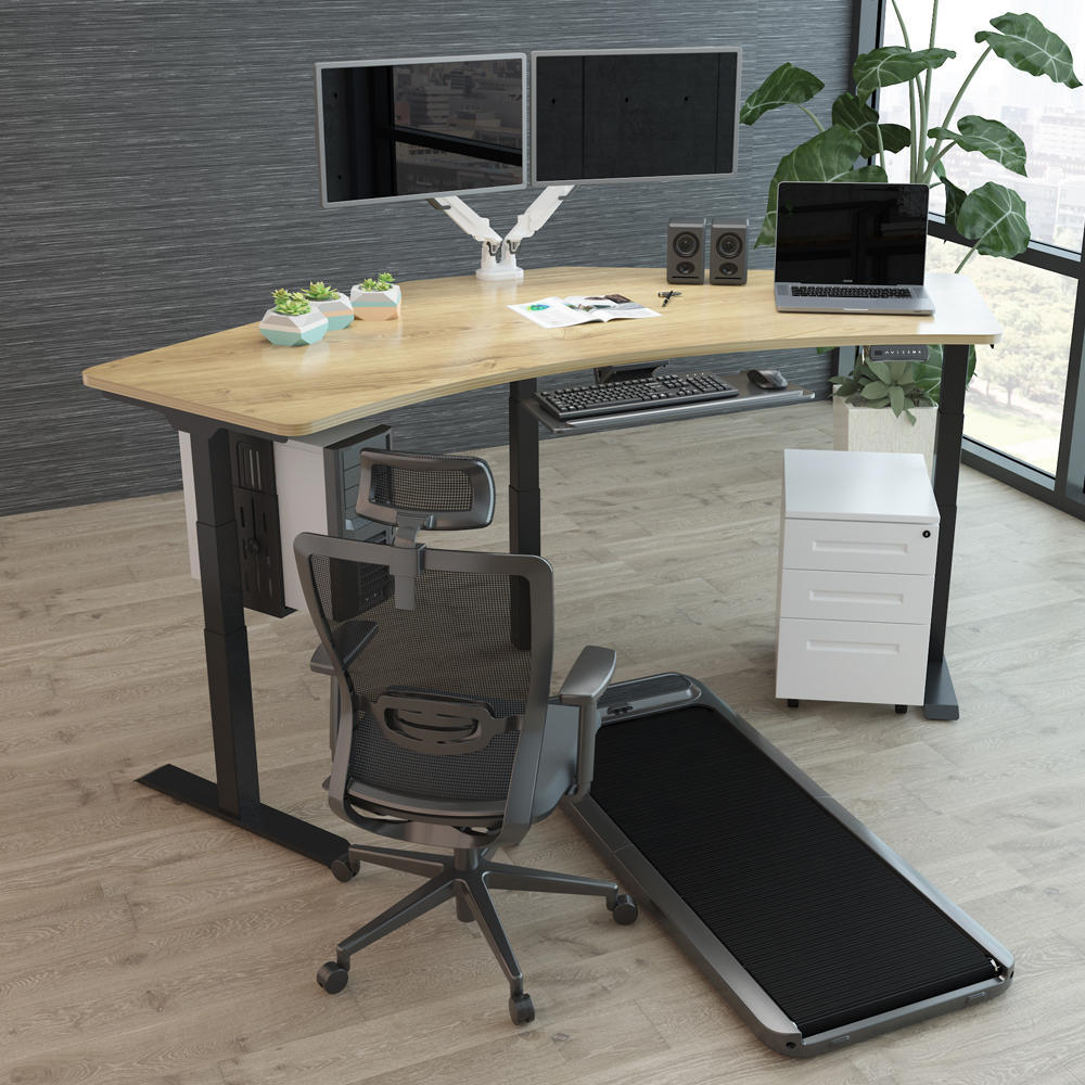 Triple Motor Height Adjustable SitStand Corner Desk Frame VShaped