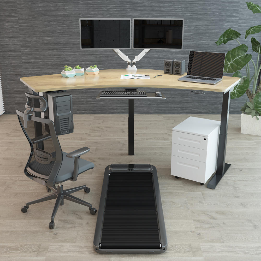 Triple Motor Height Adjustable SitStand Corner Desk Frame VShaped