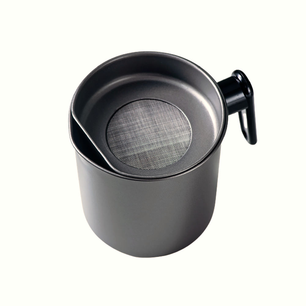 1.7L Large Capacity Oil Keeper Steel Grease Strainer Pot With Filter