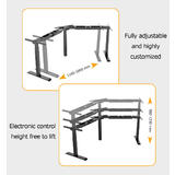 PrimeCables Cab PC 08167 ALL Standing Desk Desk Converter Triple Motor Height Adjustable Sit Stand Corner Desk Frame V Shaped