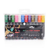 Moustache MOS SMQ906 Markers Acrylic Paint Marker Pens 12 Assorted Colors Pack Moustache