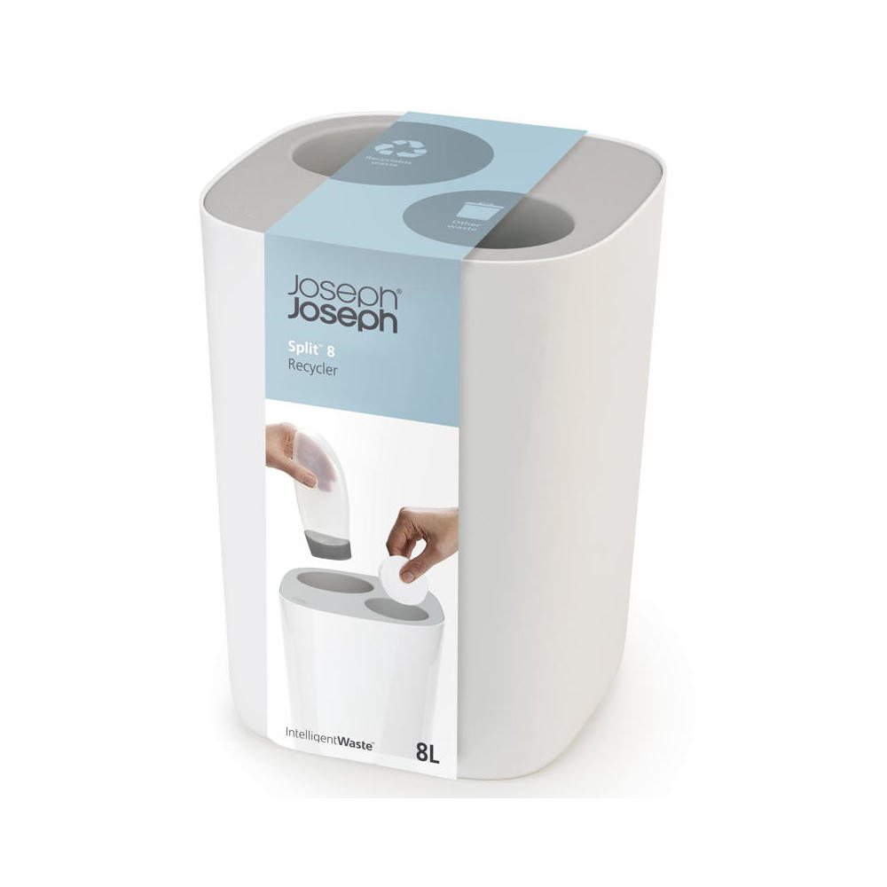 Split™ Bathroom Waste and Recycling Bin Dual Compartments, 2 Gallon/8