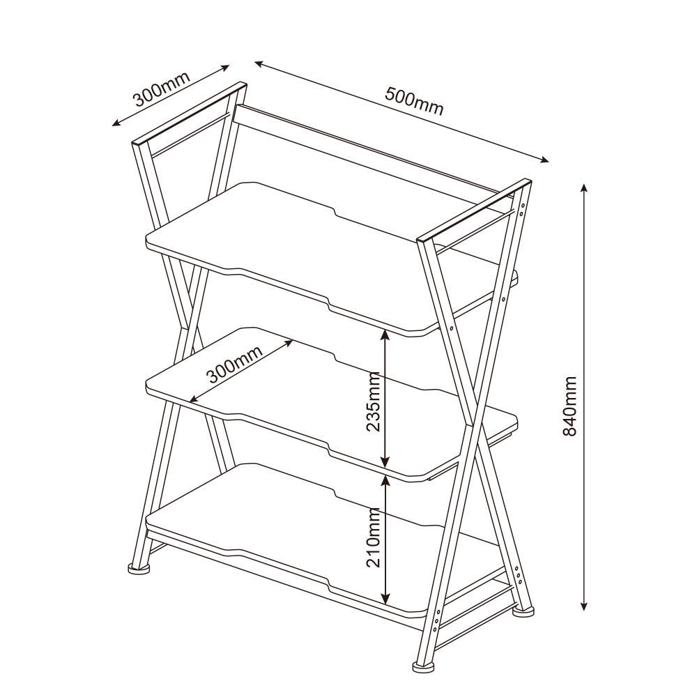 3-Tier Storage Shelf, Metal Frame Gaming Rack - Moustache®