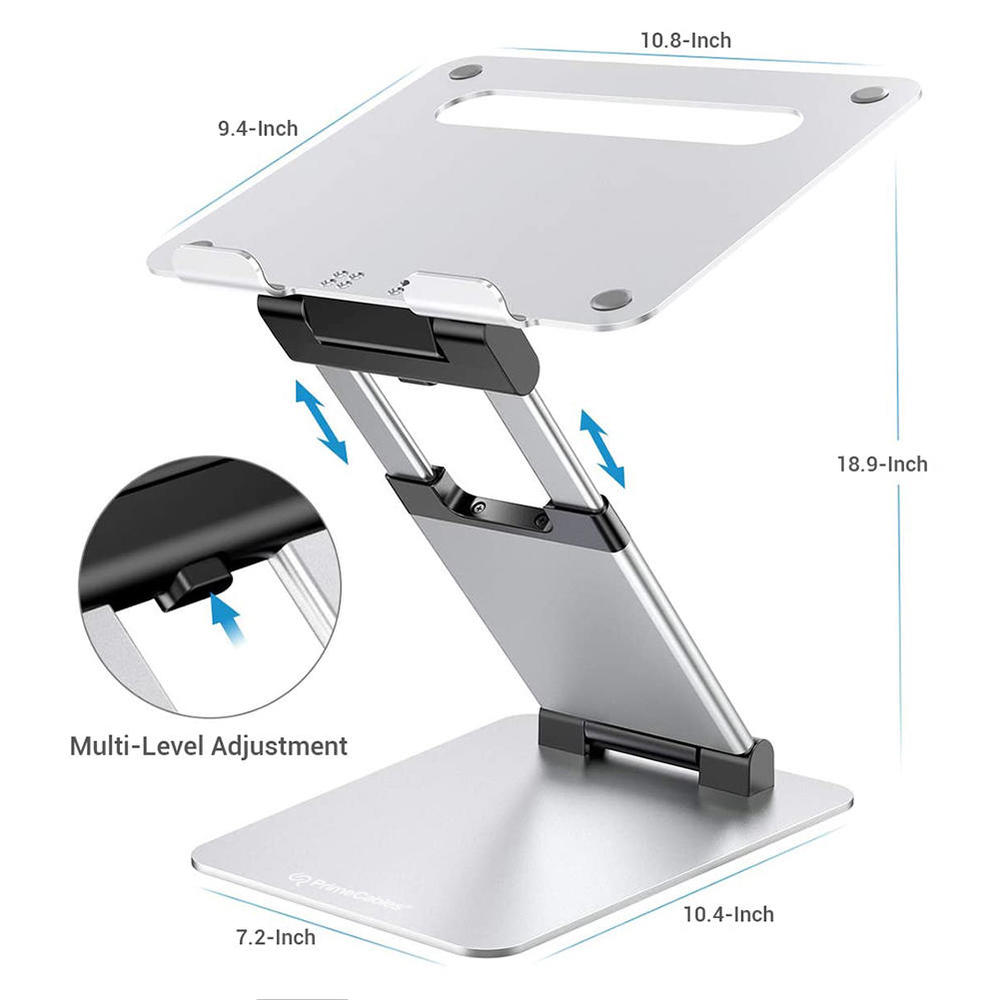 Support Ordinateur Portable Réglable Aluminium - 7+9 Positions - Dissipation Chaleur - Jusqu'à 17"