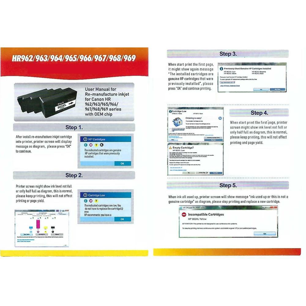 hp 962xl compatible ink cartridges