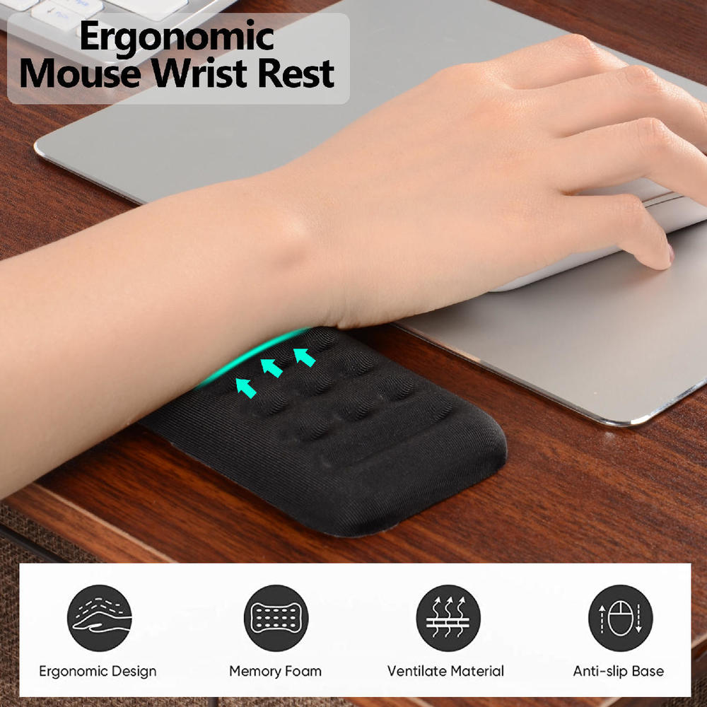 Memory Foam Mouse Wrist Rest, Black, 130mm x 67mm x 15mm