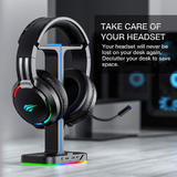 Havit TH650 Laptops Accessories Havit RGB Dual Balance Headphone Stand with 2 USB Ports for PC Gamer Headphone Accessories