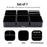 Other Brands 3222 BLACK Desk Organizers Multifunction Desktop Organizer with Charger Ports Set of 7 Black