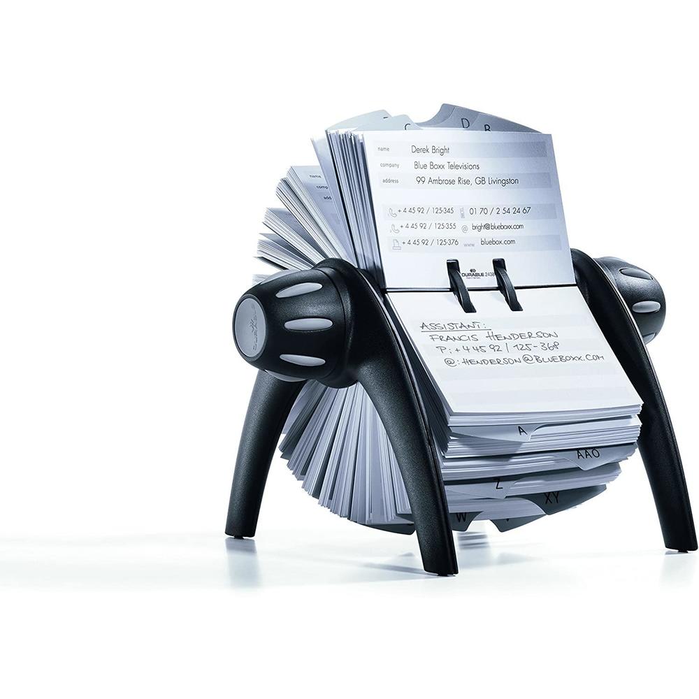 Durable TELINDEX, Black Flip Rotary Address Card File, 500 DoubleSided