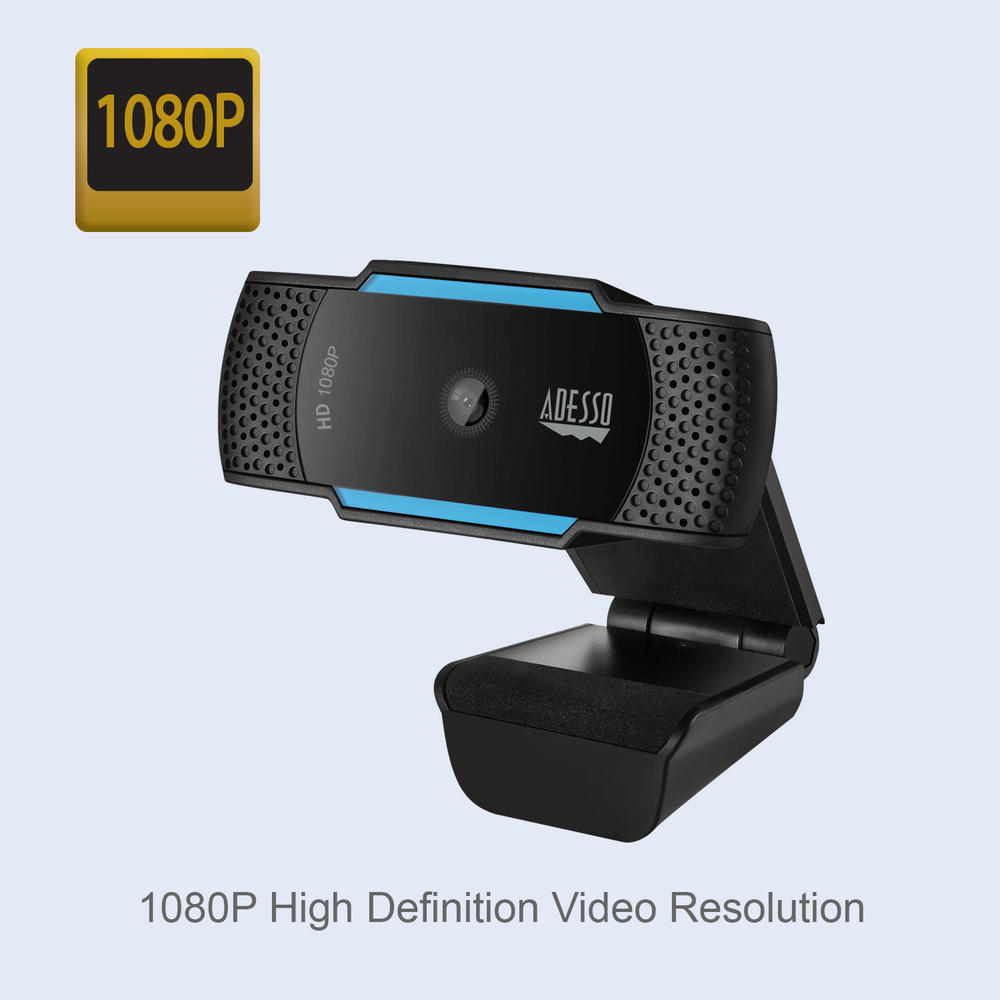 ADESSO 1080P HD Auto Focus Webcam with Builtin Dual Microphone