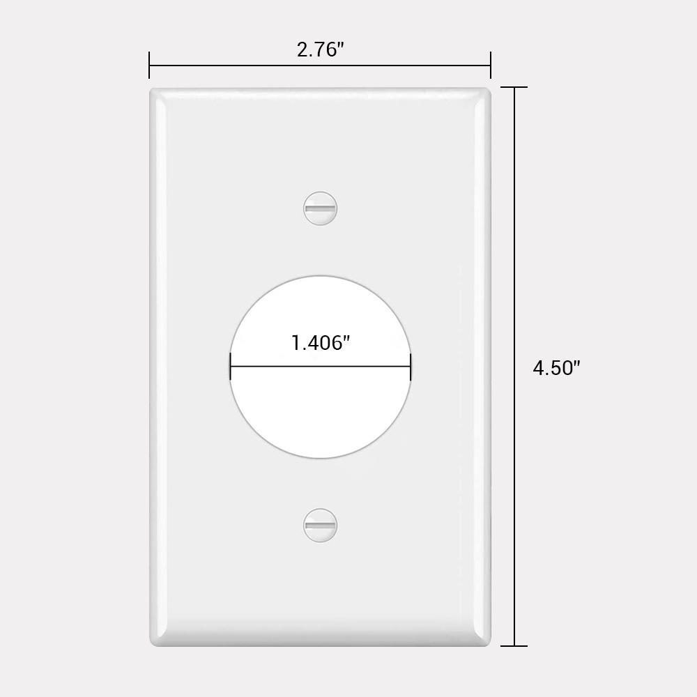 1Gang Single 1.406Inch Hole Receptacle Outlet Wall Plate, 4.50" x 2.