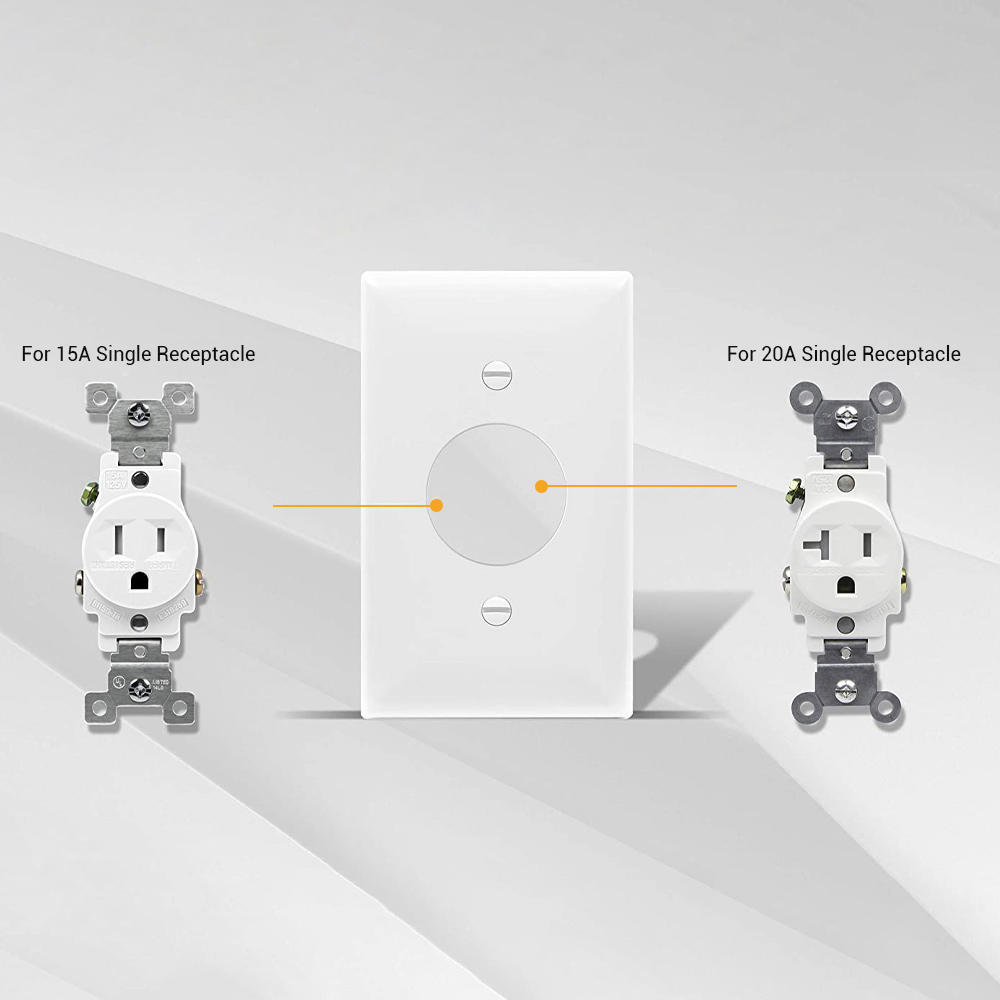 1Gang Single 1.406Inch Hole Receptacle Outlet Wall Plate, 4.50" x 2.