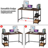 Moustache MOFW DNZ1206077T Writing Desks Shelves Industrial Reversible Computer Desk with 2 Shelves Strengthened Frame Mousta