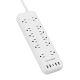 PrimeCables Cab WSS 612 Brands Surge Protector Power Strip with 12 Outlets 4 USB Ports 1 Type C Port PrimeCables