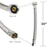 LIVINGbasics LVB FF001 Kitchen Fixtures Stainless Steel Faucet Hose 1 2 Inch IPS Brass Nut x 3 8 Female Fitting 3 Ft LIVINGba