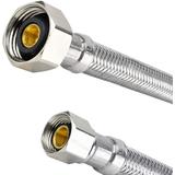 LIVINGbasics LVB FF001 Kitchen Fixtures Stainless Steel Faucet Hose 1 2 Inch IPS Brass Nut x 3 8 Female Fitting 3 Ft LIVINGba