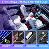 PrimeCables LVB LS Car Car LED Light Bulbs Car Interior RGB Strip Light with Remote Control and APP Control 48 LEDs