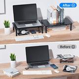 PrimeCables Cab QFMR05 01 Brands Laptop PC Gaming Monitor Elevator Stand with Sturdy Black Metal Construction PrimeCables