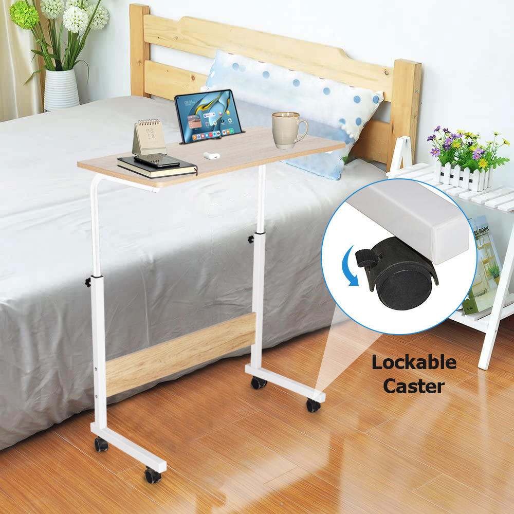 Height Adjustable Mobile Laptop Desk, Bedside Couch Rolling Computer